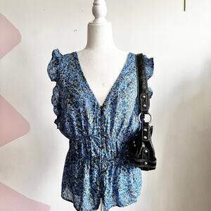 Old‎ Navy Smocked Peplum Top, Cottagecore Coquette Y2K Fairycore Large
